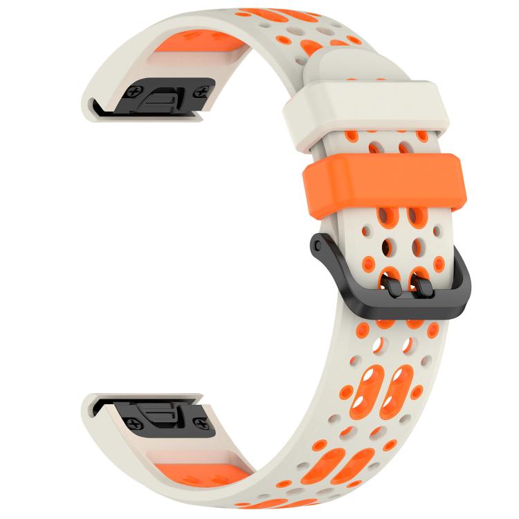 For Garmin 22mm Two Color Dual Pin Buckle Breathable Silicone Watch Band