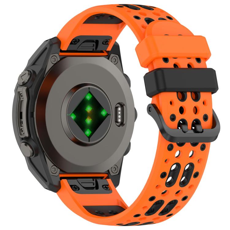 For Garmin 22mm Two Color Dual Pin Buckle Breathable Silicone Watch Band