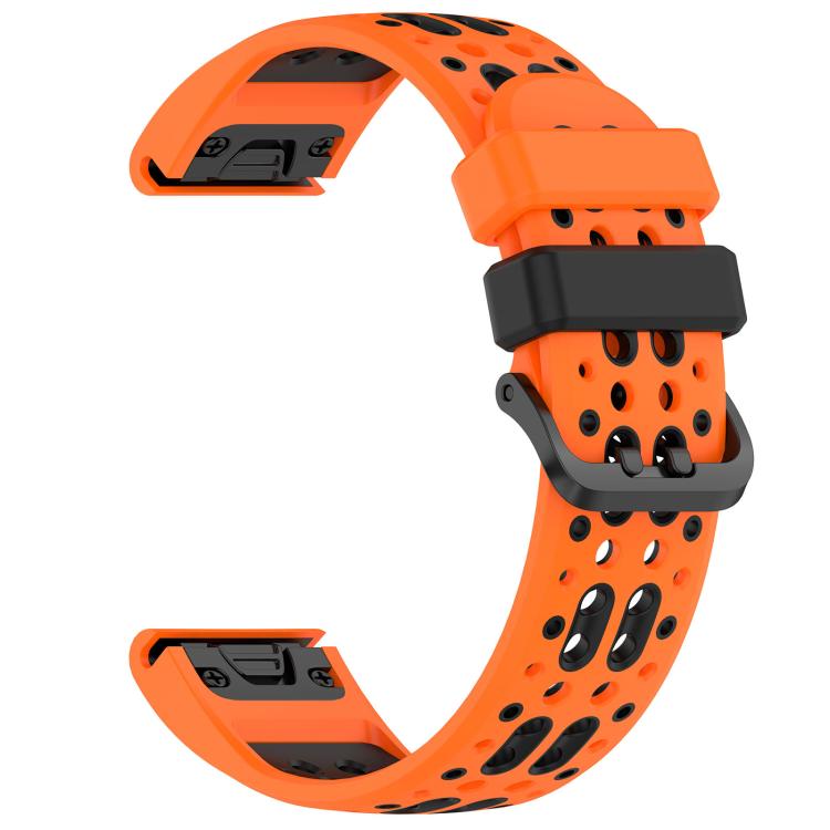 For Garmin 22mm Two Color Dual Pin Buckle Breathable Silicone Watch Band