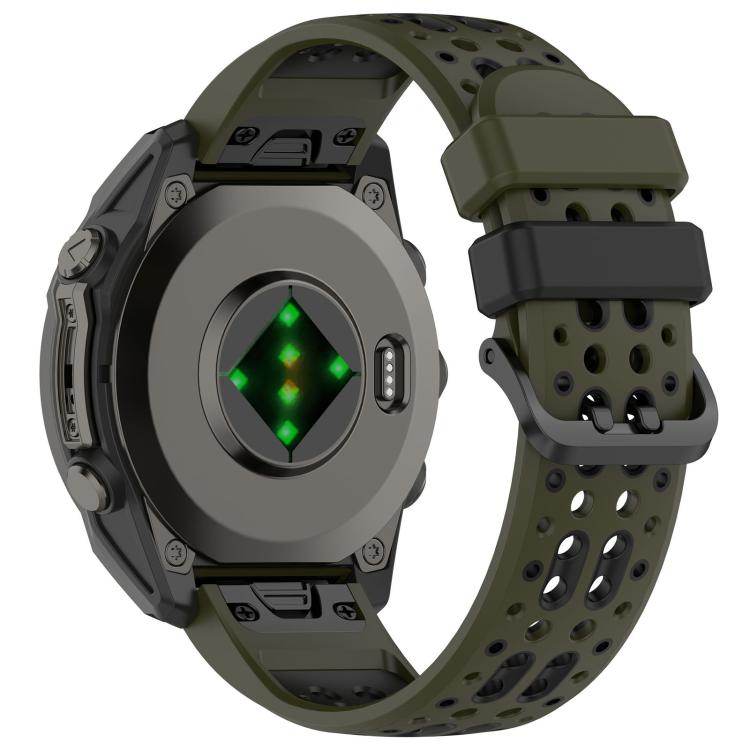 For Garmin 22mm Two Color Dual Pin Buckle Breathable Silicone Watch Band