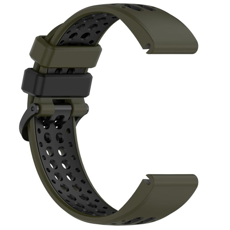 For Garmin 22mm Two Color Dual Pin Buckle Breathable Silicone Watch Band