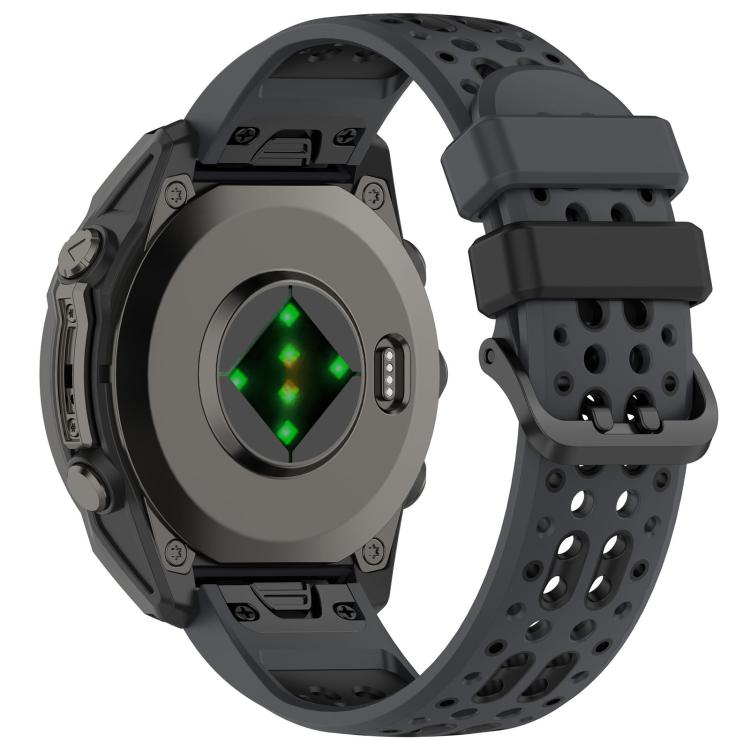 For Garmin 22mm Two Color Dual Pin Buckle Breathable Silicone Watch Band