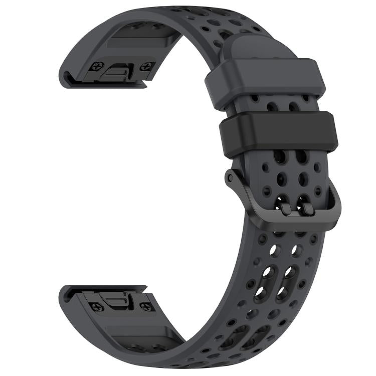 For Garmin 22mm Two Color Dual Pin Buckle Breathable Silicone Watch Band
