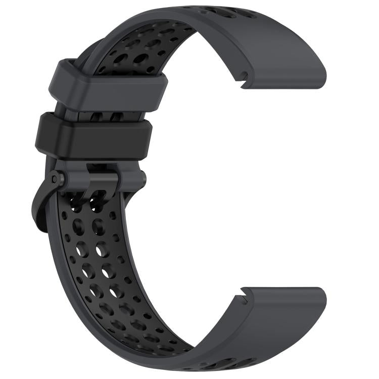 For Garmin 22mm Two Color Dual Pin Buckle Breathable Silicone Watch Band