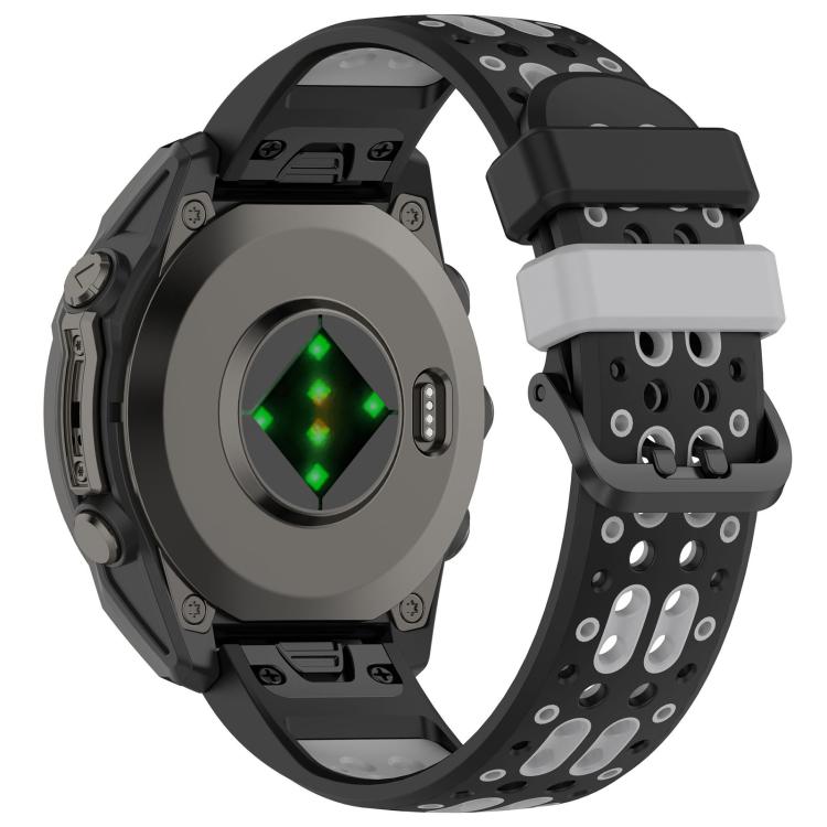 For Garmin 22mm Two Color Dual Pin Buckle Breathable Silicone Watch Band