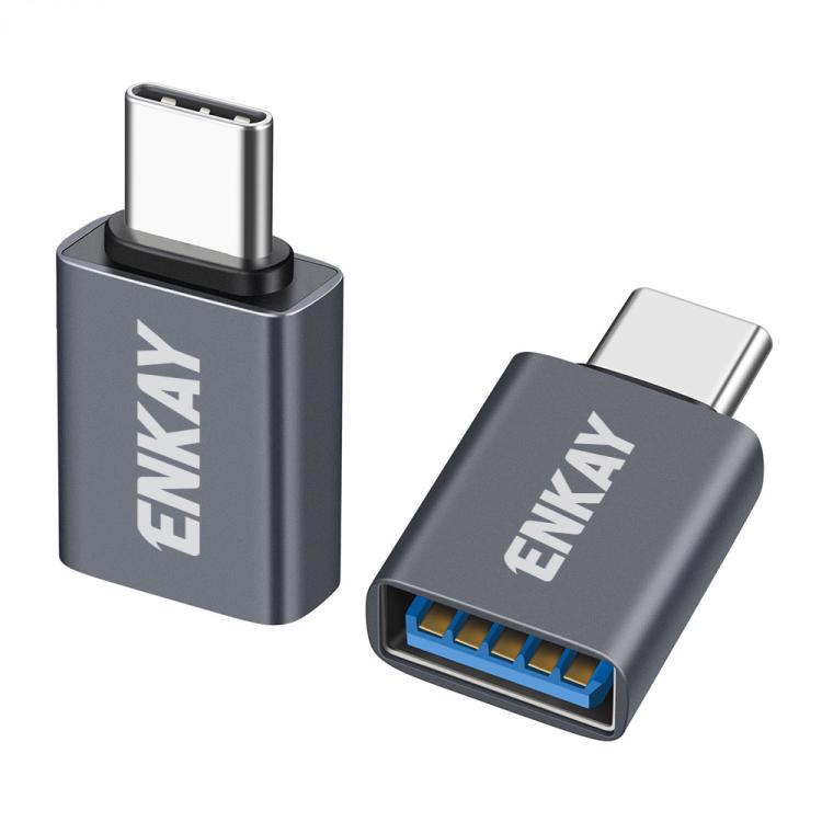 2 Pcs ENKAY ENK-AT134 10Gbps Female USB 3.2 A to Male USB C Data Adapter Aluminum Alloy Converter