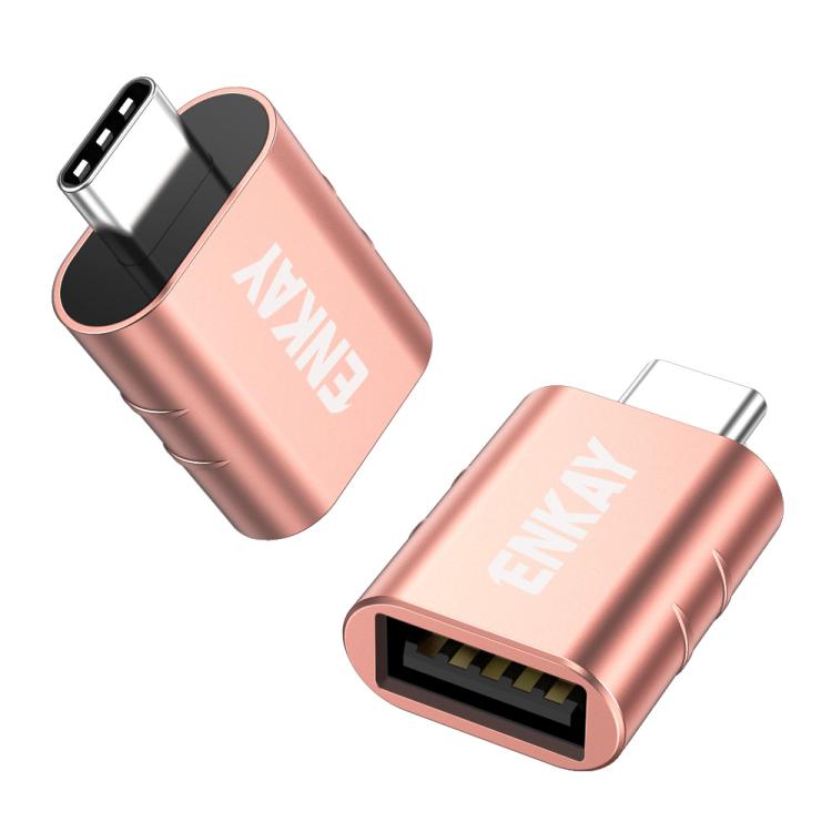 2 Pcs ENKAY ENK-AT135 Male USB C to Female USB 3.2 A Zinc Alloy Adapter 10Gbps Super Speed Data Sync & 60W Fast Charging