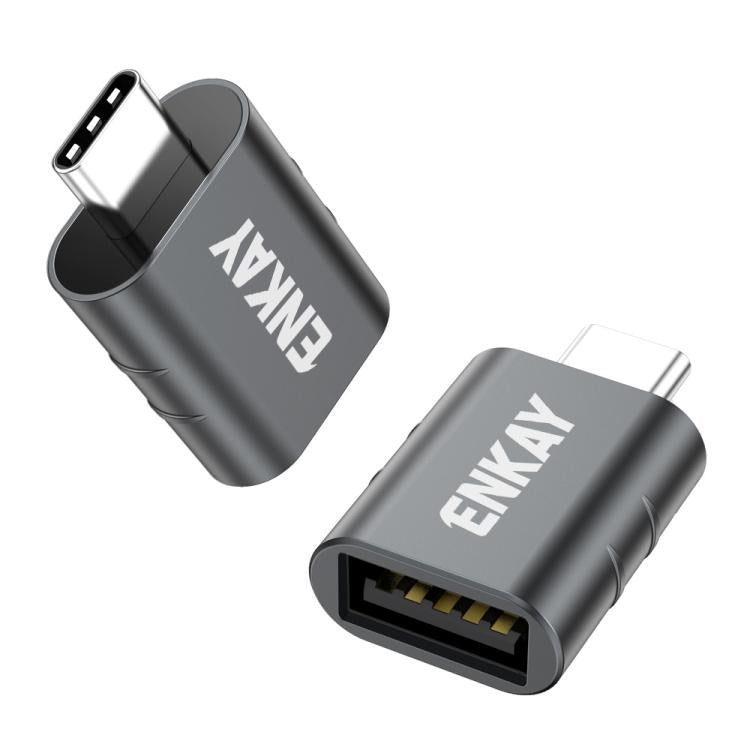 2 Pcs ENKAY ENK-AT135 Male USB C to Female USB 3.2 A Zinc Alloy Adapter 10Gbps Super Speed Data Sync & 60W Fast Charging