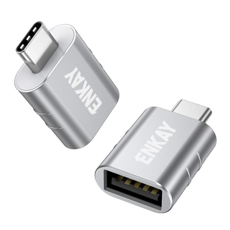 2 Pcs ENKAY ENK-AT135 Male USB C to Female USB 3.2 A Zinc Alloy Adapter 10Gbps Super Speed Data Sync & 60W Fast Charging