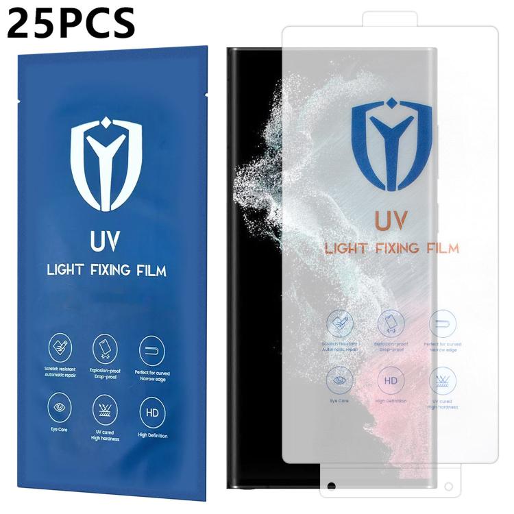 For Galaxy S22 Ultra 5G 25pcs Ultra-Thin Full-Screen Coverage Full Glue HD UV Curing Film