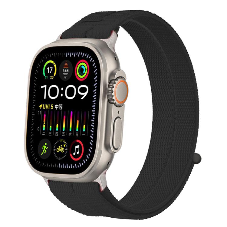 For Apple Watch 46mm / 49mm / 45mm / 44mm Feather Yarn Stitched Nylon Loop Metal Interface Watch Band