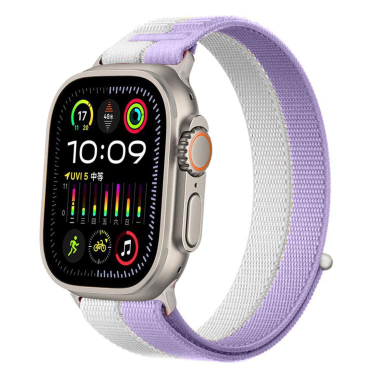 For Apple Watch 46mm / 49mm / 45mm / 44mm Feather Yarn Stitched Nylon Loop Metal Interface Watch Band
