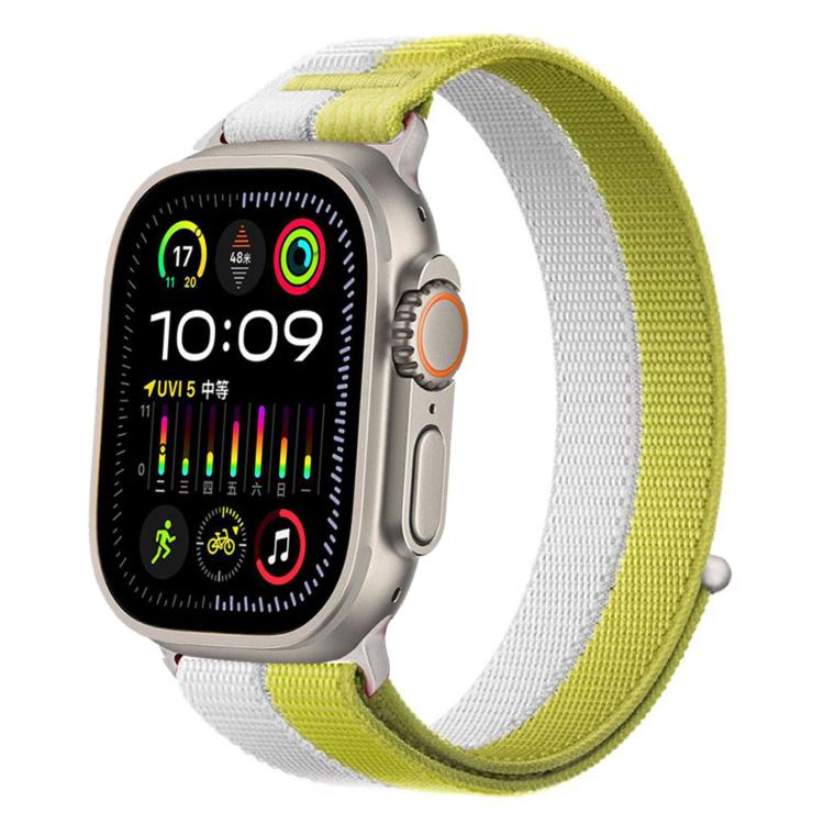 For Apple Watch 46mm / 49mm / 45mm / 44mm Feather Yarn Stitched Nylon Loop Metal Interface Watch Band