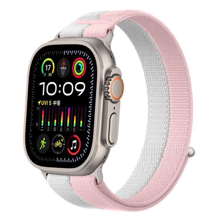 For Apple Watch 46mm / 49mm / 45mm / 44mm Feather Yarn Stitched Nylon Loop Metal Interface Watch Band