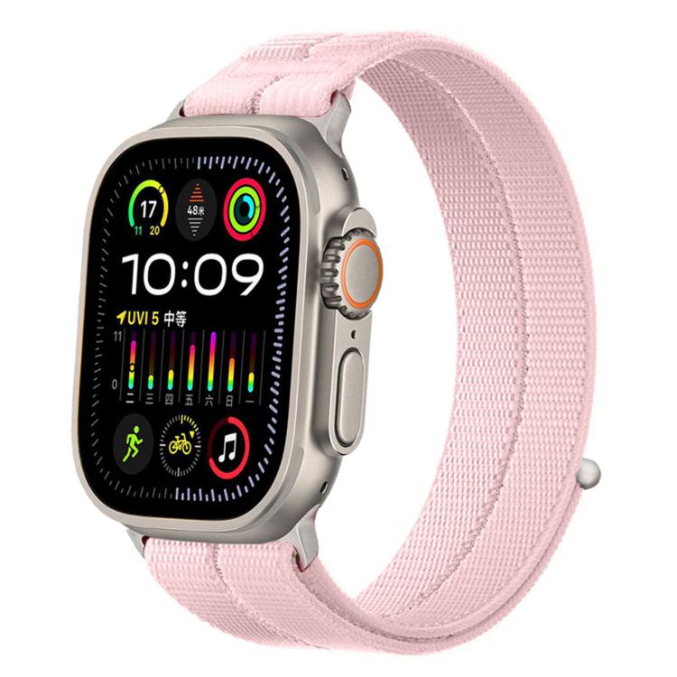 For Apple Watch 46mm / 49mm / 45mm / 44mm Feather Yarn Stitched Nylon Loop Metal Interface Watch Band