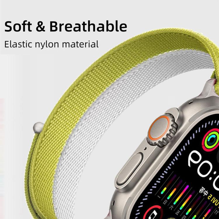 For Apple Watch 46mm / 49mm / 45mm / 44mm Feather Yarn Stitched Nylon Loop Metal Interface Watch Band