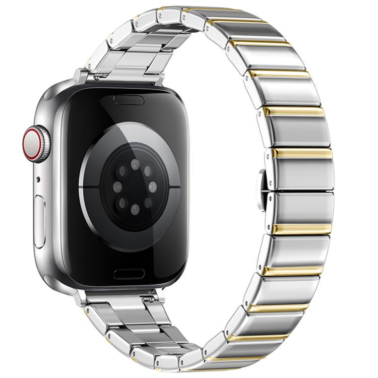 For Apple Watch 42mm / 41mm / 40mm / 38mm Eggplant Bamboo Slim Butterfly Folding Buckle Stainless Steel Watch Band