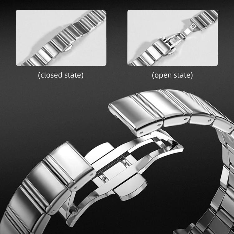 For OPPO Watch X3 Mini Eggplant Bamboo Slim Butterfly Folding Buckle Stainless Steel Watch Band