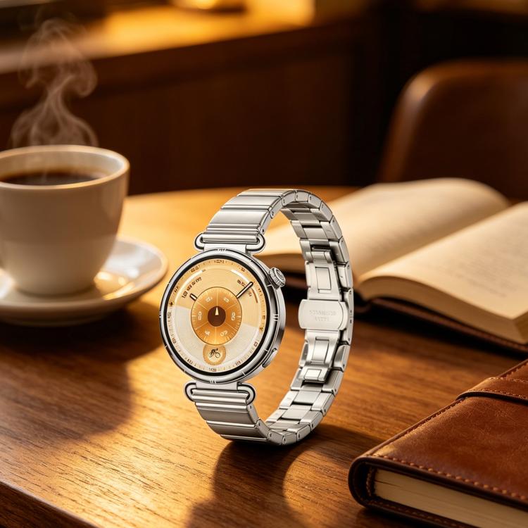 For OPPO Watch X3 Mini Eggplant Bamboo Slim Butterfly Folding Buckle Stainless Steel Watch Band