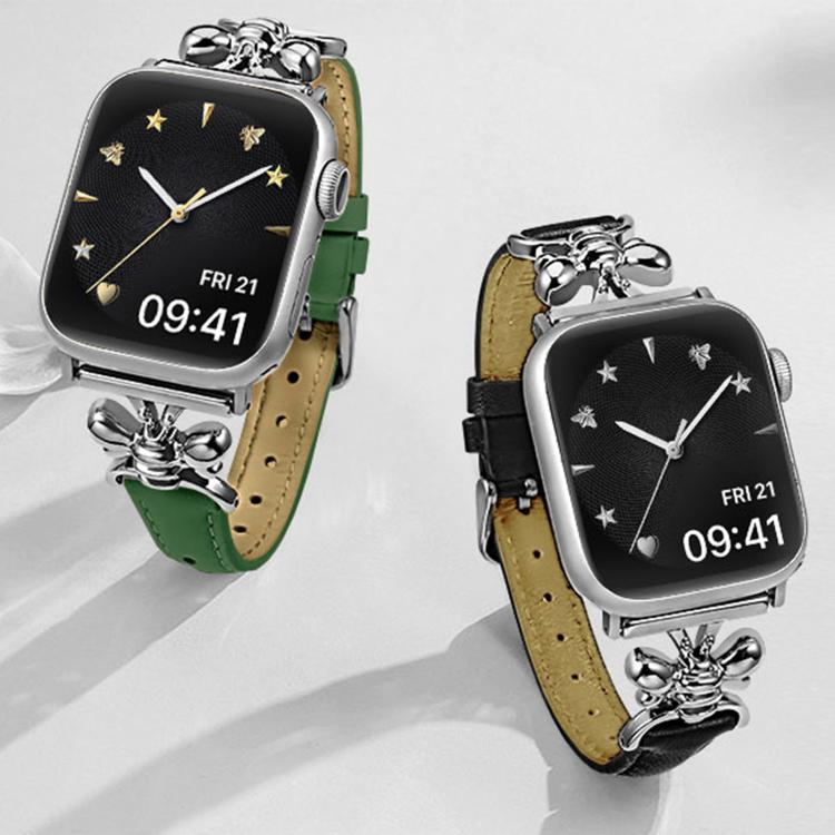 For Apple Watch 42mm / 41mm / 40mm / 38mm Metal Little Bee Vegan Leather Watch Band
