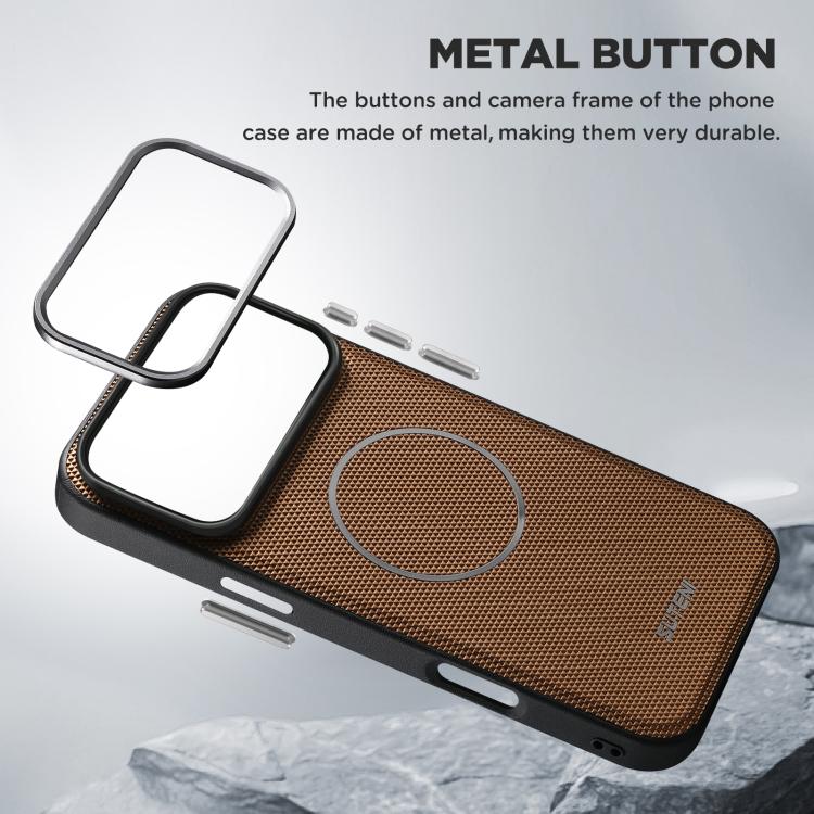 For iPhone 15 Pro Suteni G8 Magnetic Triangle Texture Vegan Leather Back Phone Case