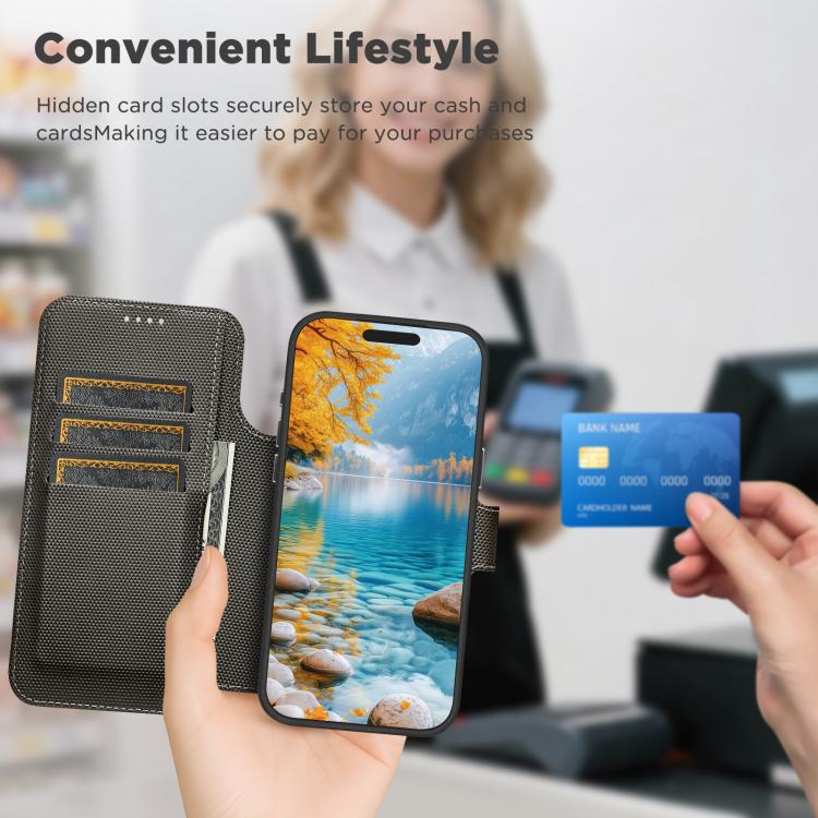 For iPhone 17 Pro Max Suteni Q09 Magnetic Detachable Wallet  2 in 1 Triangle Texture Vegan Leather Phone Case