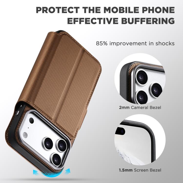 For iPhone 16 Pro Max Suteni Q09 Magnetic Detachable Wallet  2 in 1 Triangle Texture Vegan Leather Phone Case