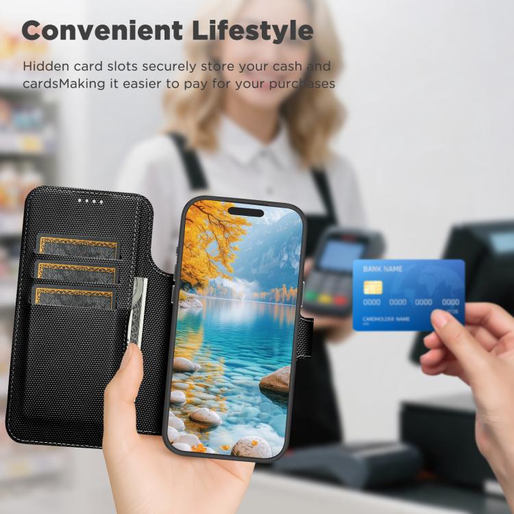 For iPhone 16 Pro Suteni Q09 Magnetic Detachable Wallet  2 in 1 Triangle Texture Vegan Leather Phone Case