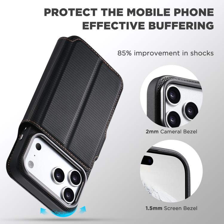 For iPhone 14 Pro Max Suteni Q09 Magnetic Detachable Wallet  2 in 1 Triangle Texture Vegan Leather Phone Case