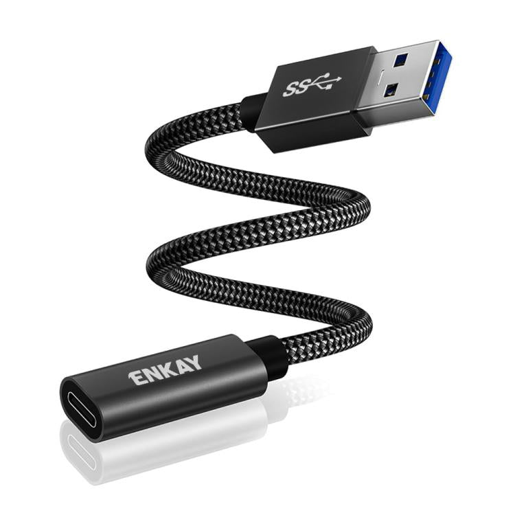 ENKAY ENK-AT136 10Gbps Female Type-C to Male USB 3.2 A Data Adapter 60W Fast Charging Cable, Length:15cm