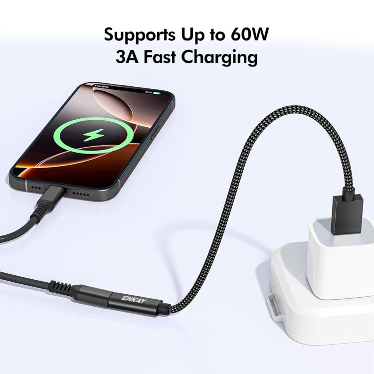 ENKAY ENK-AT136 10Gbps Female Type-C to Male USB 3.2 A Data Adapter 60W Fast Charging Cable, Length:15cm