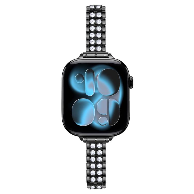 For Apple Watch 46mm / 49mm / 45mm / 44mm Adjustable Dual Row Diamond Bracelet Metal Watch Band