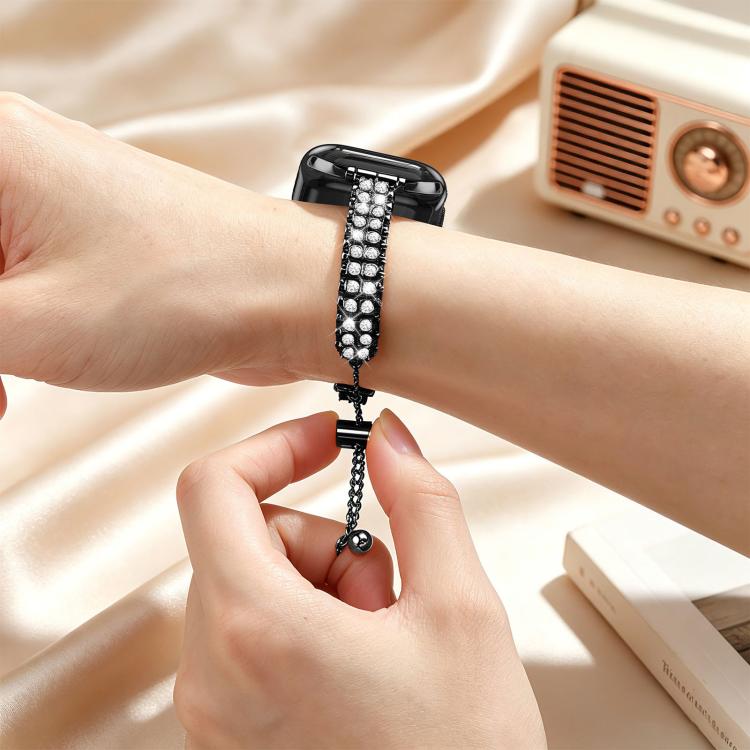 For Apple Watch 46mm / 49mm / 45mm / 44mm Adjustable Dual Row Diamond Bracelet Metal Watch Band
