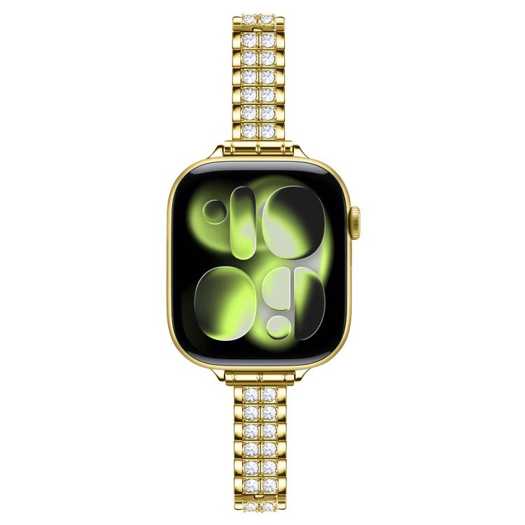 For Apple Watch 46mm / 49mm / 45mm / 44mm Adjustable Dual Row Diamond Bracelet Metal Watch Band