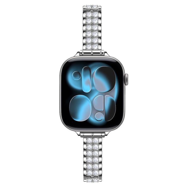For Apple Watch 42mm / 41mm / 40mm / 38mm Adjustable Dual Row Diamond Bracelet Metal Watch Band