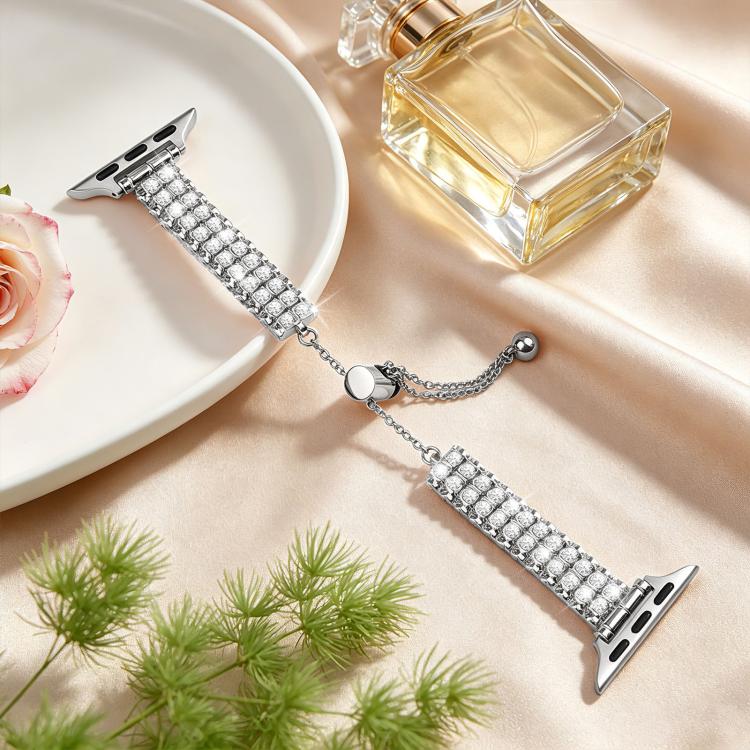For Apple Watch 42mm / 41mm / 40mm / 38mm Adjustable Dual Row Diamond Bracelet Metal Watch Band