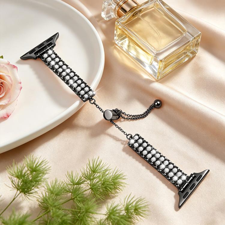 For Apple Watch 42mm / 41mm / 40mm / 38mm Adjustable Dual Row Diamond Bracelet Metal Watch Band