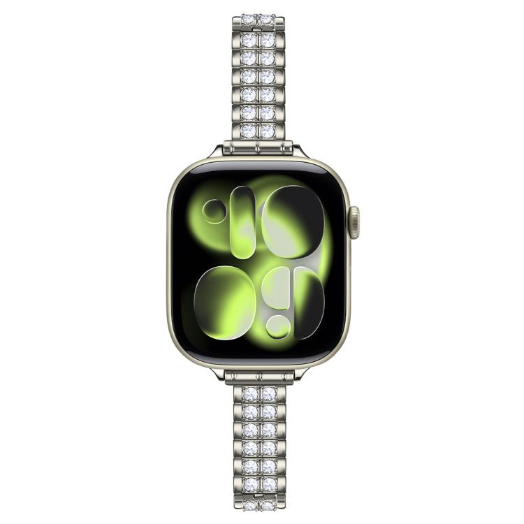 For Apple Watch 42mm / 41mm / 40mm / 38mm Adjustable Dual Row Diamond Bracelet Metal Watch Band