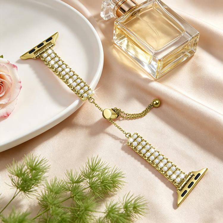 For Apple Watch 42mm / 41mm / 40mm / 38mm Adjustable Dual Row Diamond Bracelet Metal Watch Band