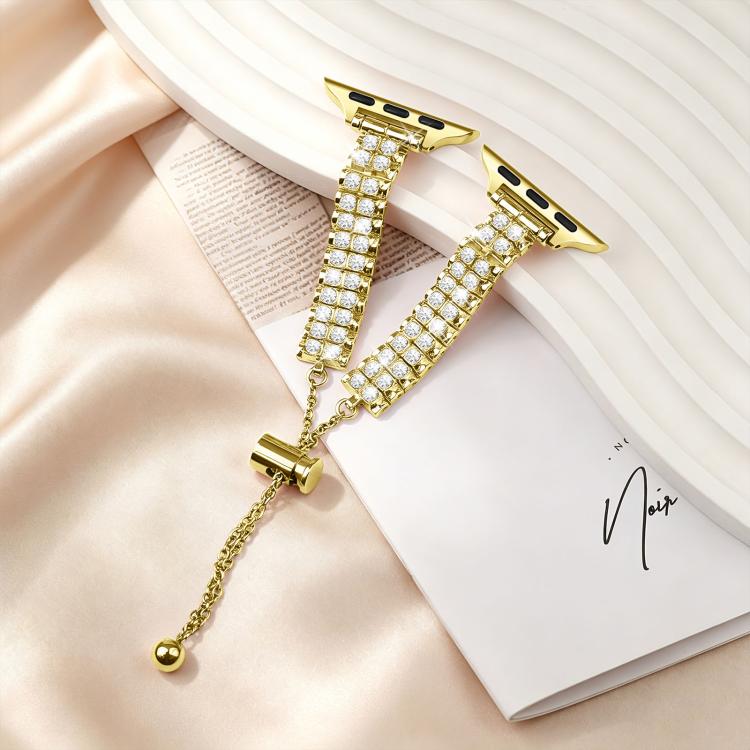 For Apple Watch 42mm / 41mm / 40mm / 38mm Adjustable Dual Row Diamond Bracelet Metal Watch Band