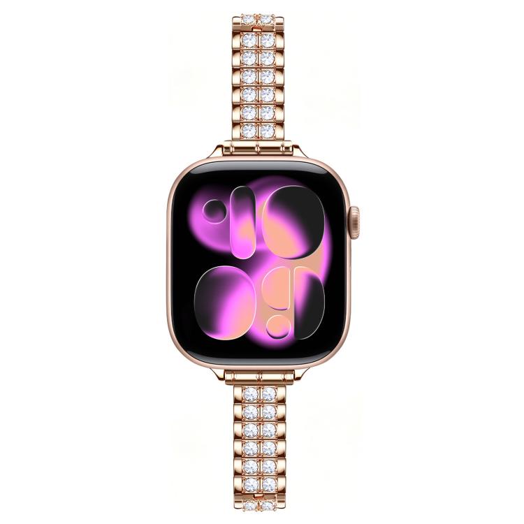 For Apple Watch 42mm / 41mm / 40mm / 38mm Adjustable Dual Row Diamond Bracelet Metal Watch Band