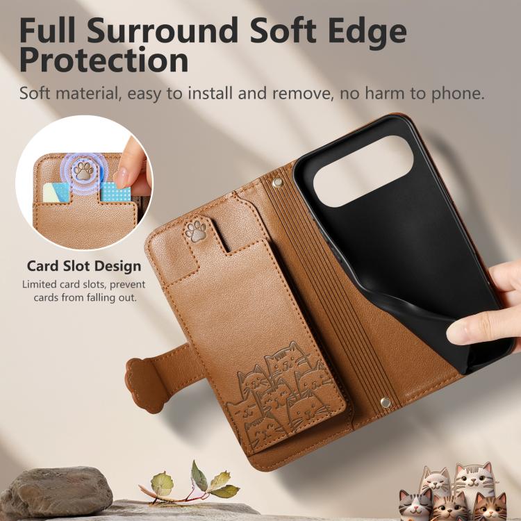 For iPhone Air Cat-shaped Zipper Wallet Vegan Leather Phone Case with Strap