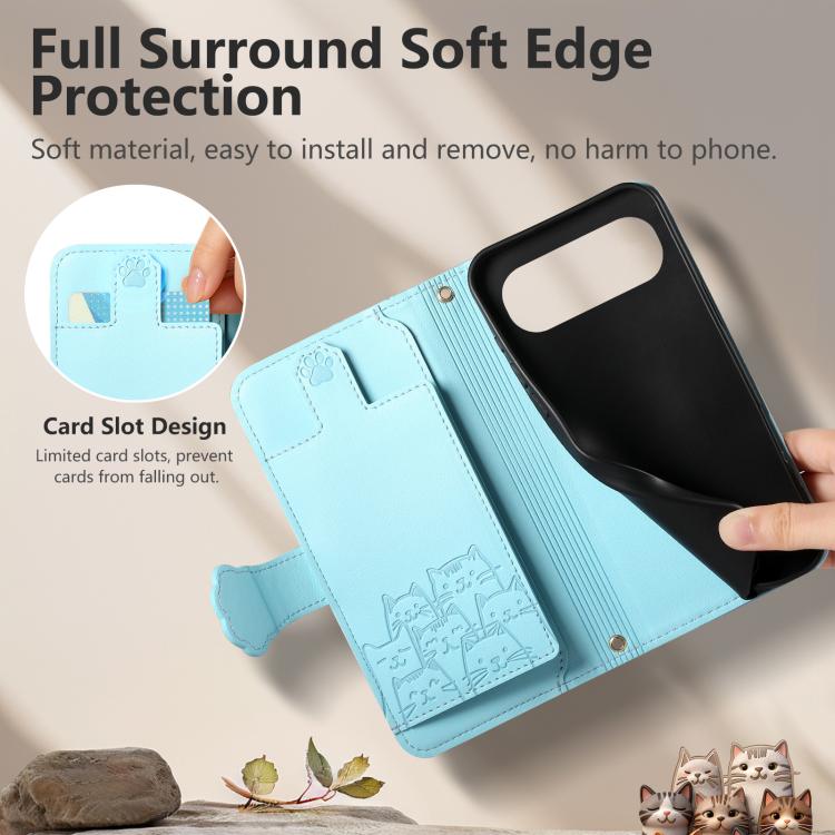 For iPhone Air Cat-shaped Zipper Wallet Vegan Leather Phone Case with Strap