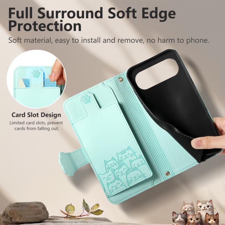 For iPhone Air Cat-shaped Zipper Wallet Vegan Leather Phone Case with Strap
