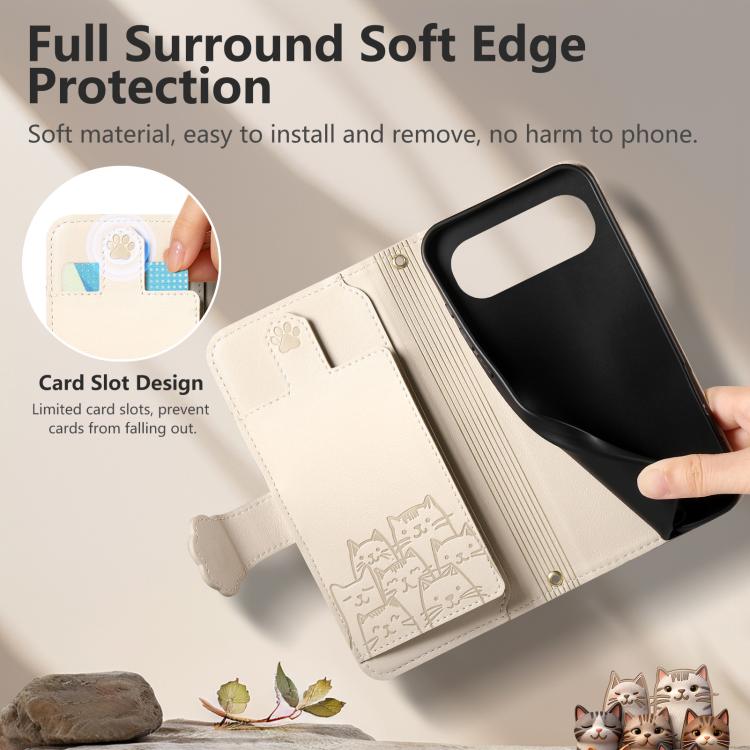 For iPhone Air Cat-shaped Zipper Wallet Vegan Leather Phone Case with Strap