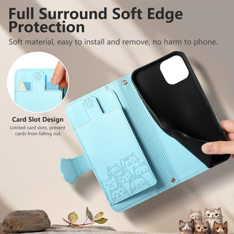 For iPhone 11 Pro Max Cat-shaped Zipper Wallet Vegan Leather Phone Case with Strap