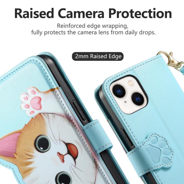 For iPhone 11 Pro Max Cat-shaped Zipper Wallet Vegan Leather Phone Case with Strap