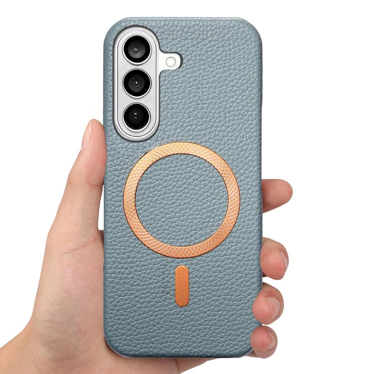 For Galaxy S26+ 5G Litchi Texture Brushed MagSafe PU Back Cover Phone Case
