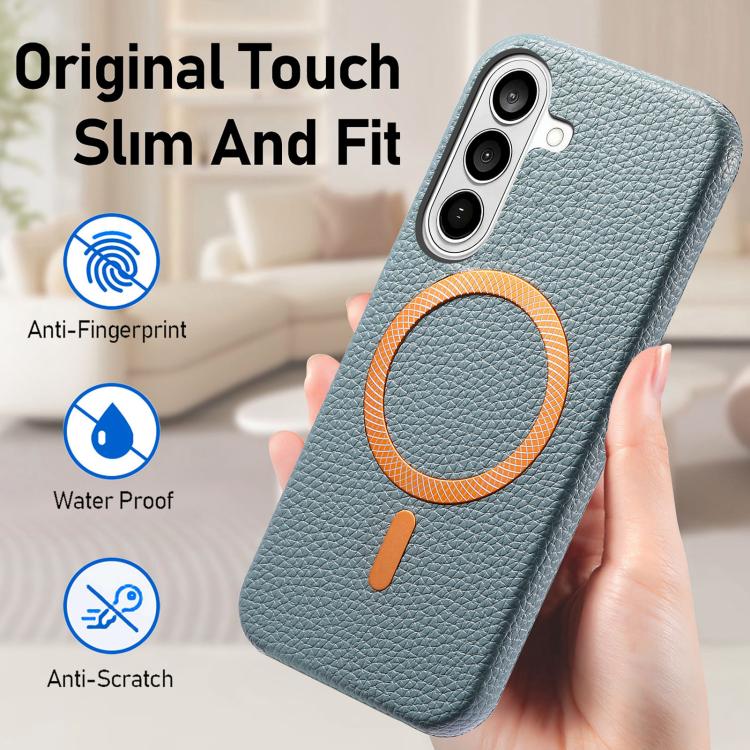 For Galaxy S24 5G Litchi Texture Brushed MagSafe PU Back Cover Phone Case