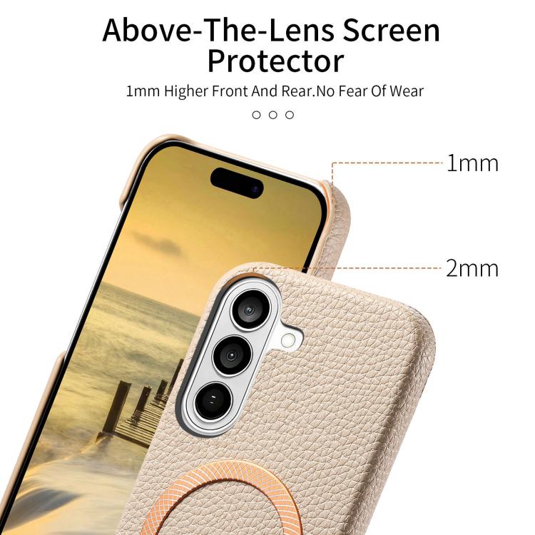 For Galaxy S24 5G Litchi Texture Brushed MagSafe PU Back Cover Phone Case